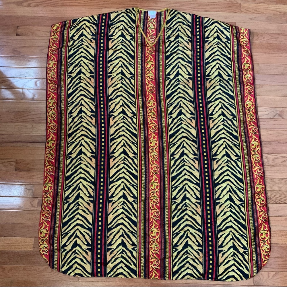 Vintage Boho Animal Tiger Print Muu Muu oversized Kaftan Robe Dress